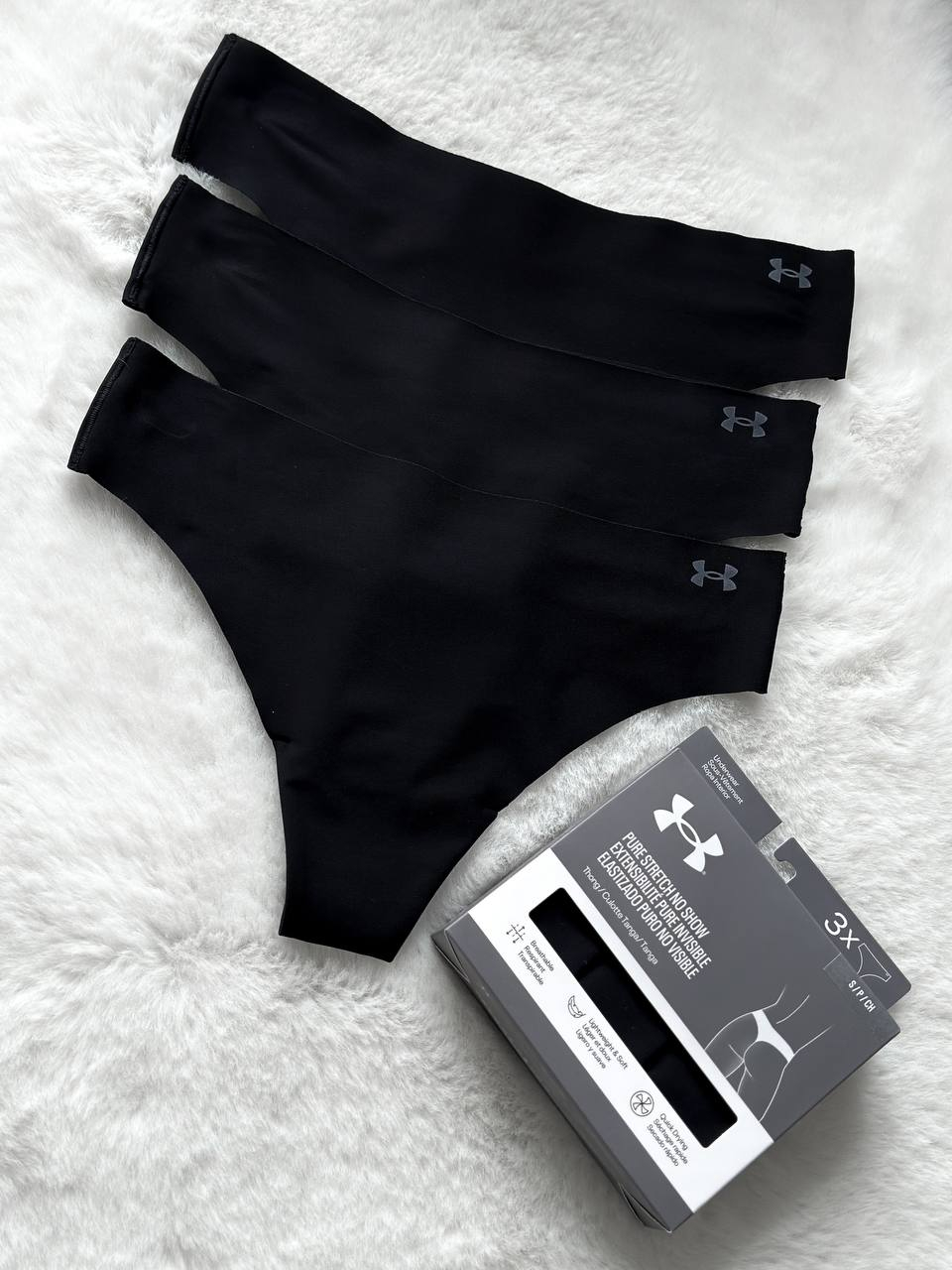 ТРУСИ UA PURE STRETCH NO SHOW THONG -SOLID 3PK