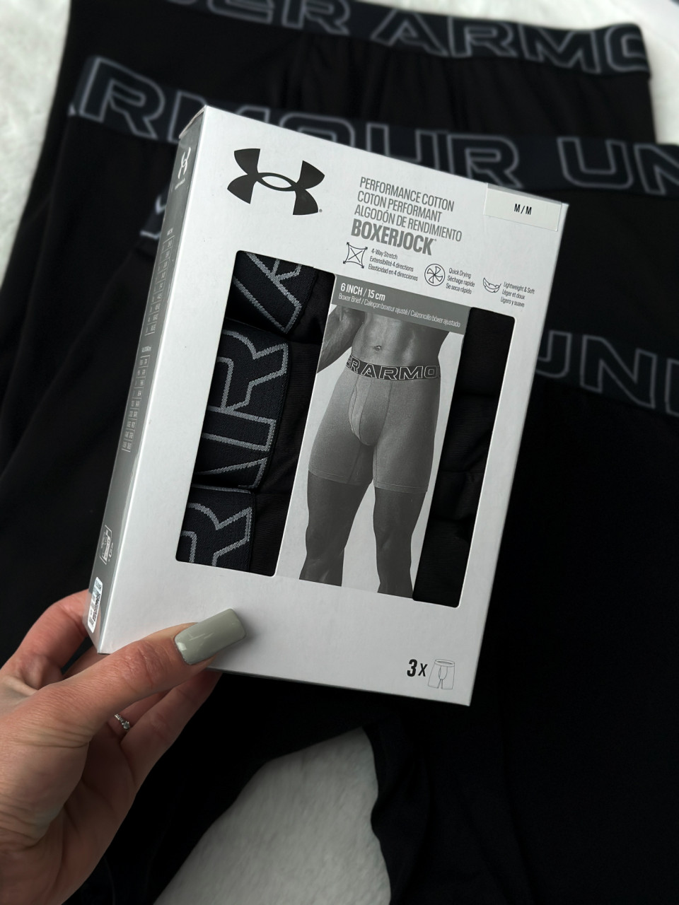 Труси/Underwear Boxers UA PERFORMANCE COTTON - SOLID 6 3PK