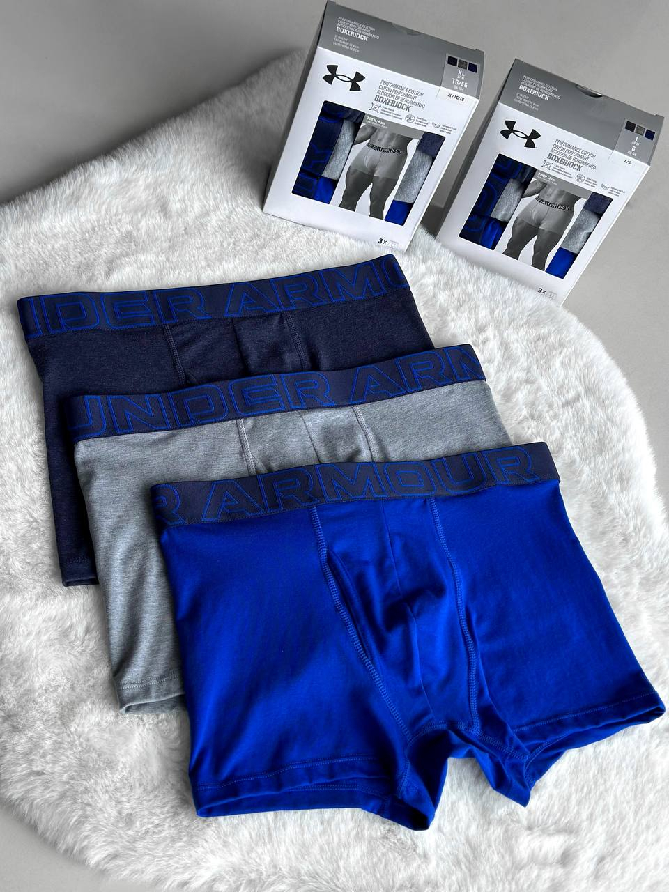 Труси/Underwear Boxers UA PERFORMANCE COTTON - SOLID 3 3PK